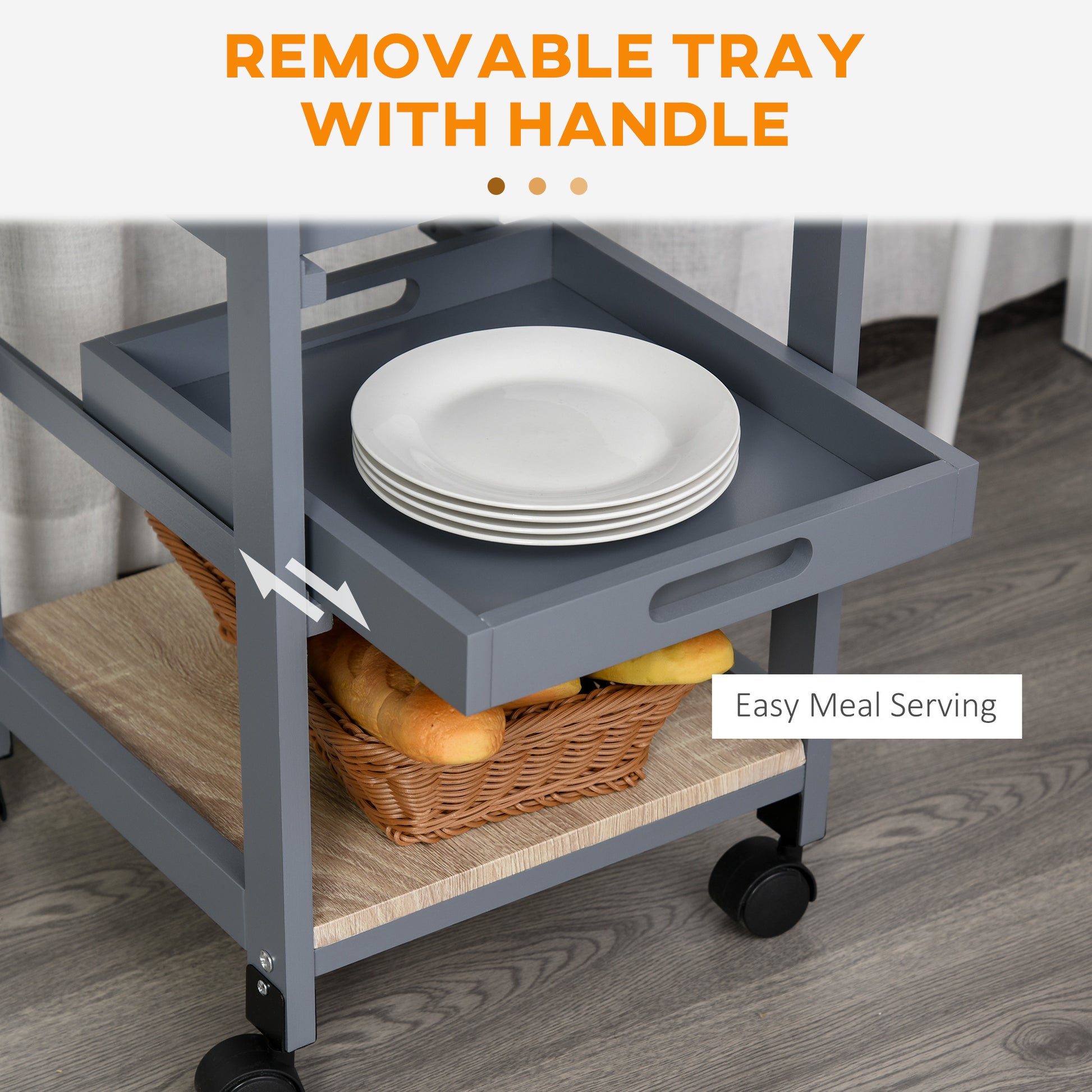 Mobile Rolling Kitchen Island Trolley Serving