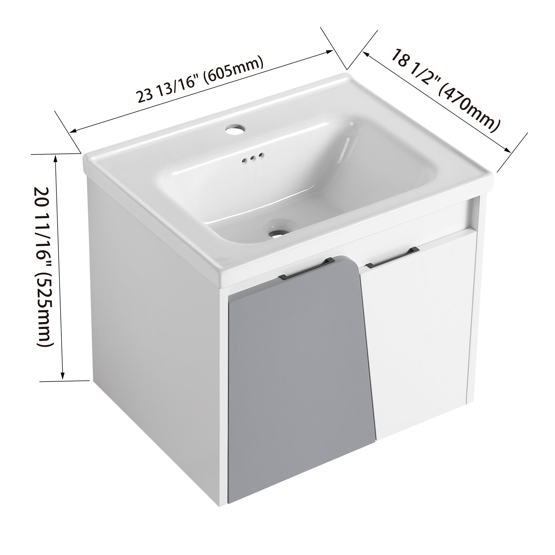 24 Inch Wall Mounted Bathroom Vanity With Sink, For Small Bathroom Kd Packing White 2 Bathroom Wall Mounted Modern Plywood