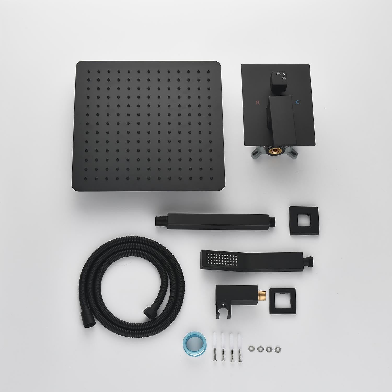 16" Shower Head System Ceiling Mounted Shower One Matte Black Wall Mounted Bathroom Brass