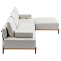 100.7'' L Shape Sectional Sofa 3 Seater Couches With A Removable Ottoman, Comfortable Fabric For Living Room, Apartment, Beige Beige Foam Palomino Fabric 4 Seat