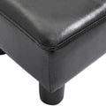 Ottoman Foot Rest, Small Foot Stool With Faux Leather Upholstery, Rectangular Ottoman Footrest With Padded Foam Seat And Plastic Legs, Bright Black Black Faux Leather