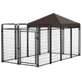 Dog Kennel Outdoor For Large And Medium Dogs, 9.3' X 4.6' X 5.2' Black Steel