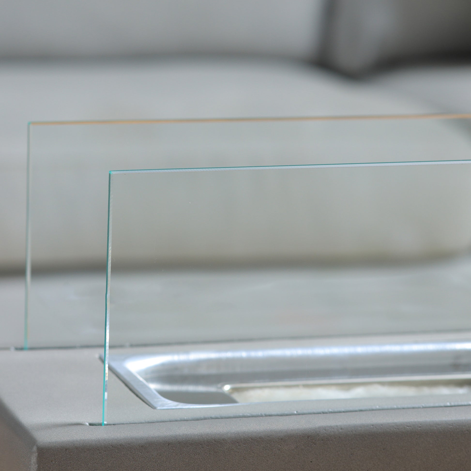 Tabletop Fireplace, 13" Concrete Alcohol Fireplace With Stainless Steel Lid For Indoor And Outdoor, 0.04 Gal Max 195 Sq. Ft., Light Grey Light Grey Concrete