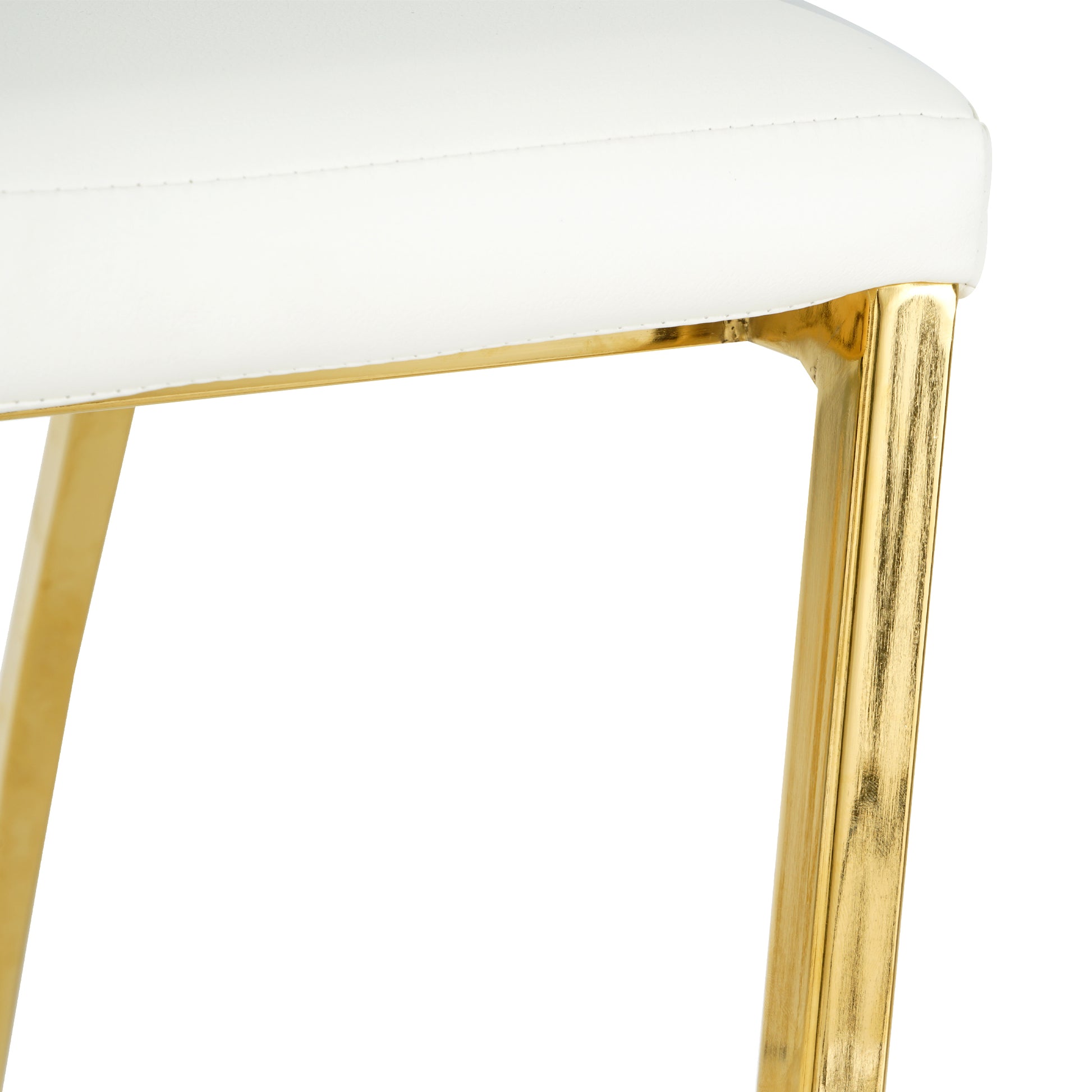 Modern Simple Table And Chair Set, One Table And Four Chairs. Transparent Tempered Glass Table Top, Solid Base. Gold Plated Metal Chair Legs Set Of 5 White Black Mdf Metal