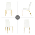 Modern Dining Chairs With Faux Leather Padded Seat Dining Living Room Chairs Upholstered Chair With Gold Metal Legs Design For Kitchen, Living, Bedroom, Dining Room Side Chairs Set Of 4 White Metal