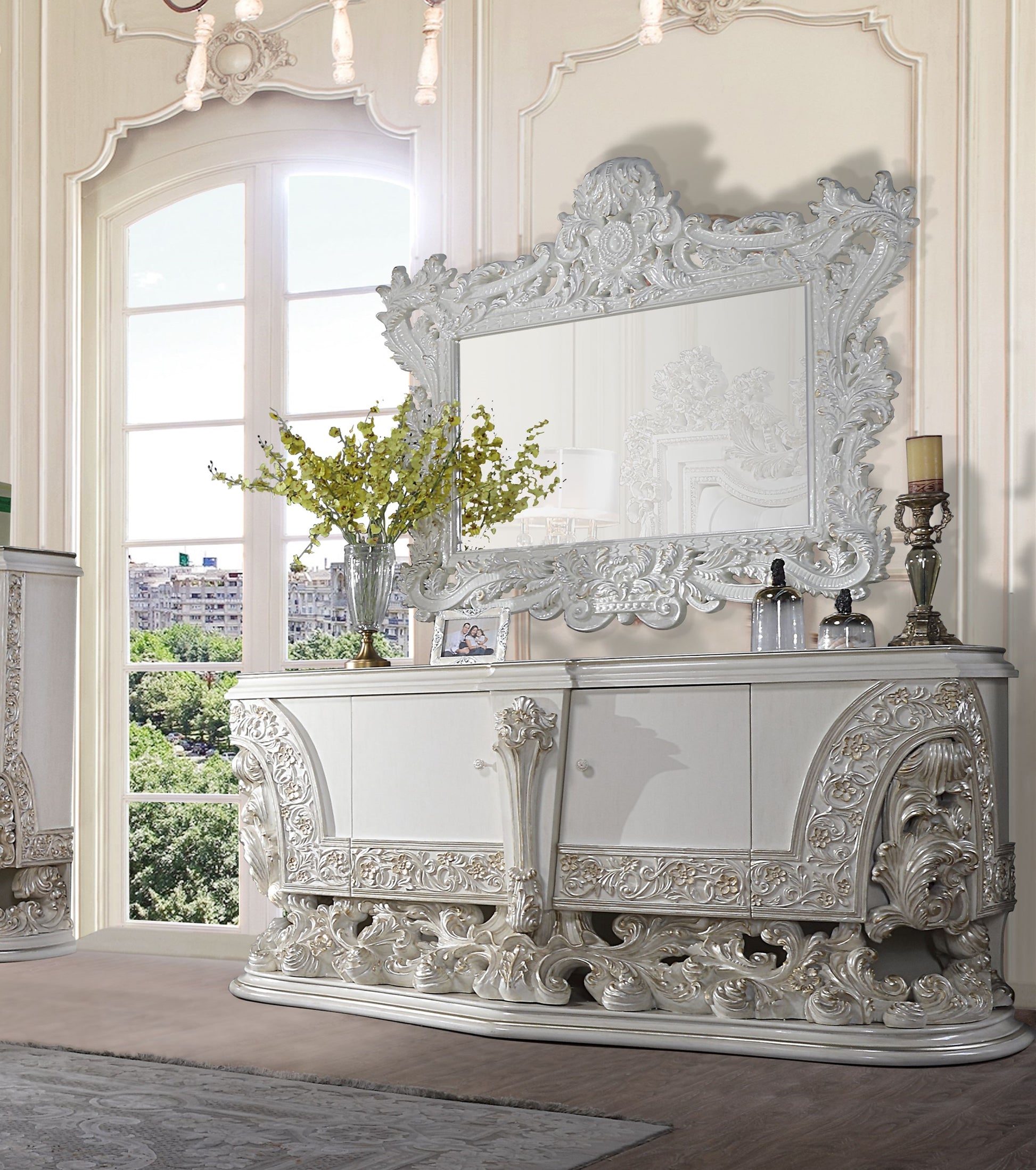 Adara Mirror Antique White Finish Bd01250 Antique White Mdf