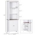 69'' Freestanding Storage Cabinet, Bathroom Linen Tower, Kitchen Cupboard, Buffet Cabinet, Bookcase With Double Door 3 Tier Shelf For Home Office, White White Engineered Wood