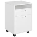 Mobile Storage Cabinet Organizer With Drawer And Cabinet, Printer Stand With Castors, White White Mdf