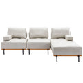 100.7'' L Shape Sectional Sofa 3 Seater Couches With A Removable Ottoman, Comfortable Fabric For Living Room, Apartment, Beige Beige Foam Palomino Fabric 4 Seat