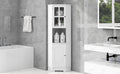 Tall Bathroom Storage Cabinet, Corner Cabinet with white-mdf