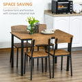 5 Piece Industrial Dining Table Set For 4, Rectangular Kitchen Table And Chairs, Dining Room Set For Small Space Rustic Brown Mdf Steel