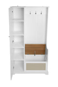 Hall Tree With Bench, Storage Cabinet, Suitable For Living Room, Entryway, Bedroom White Mdf