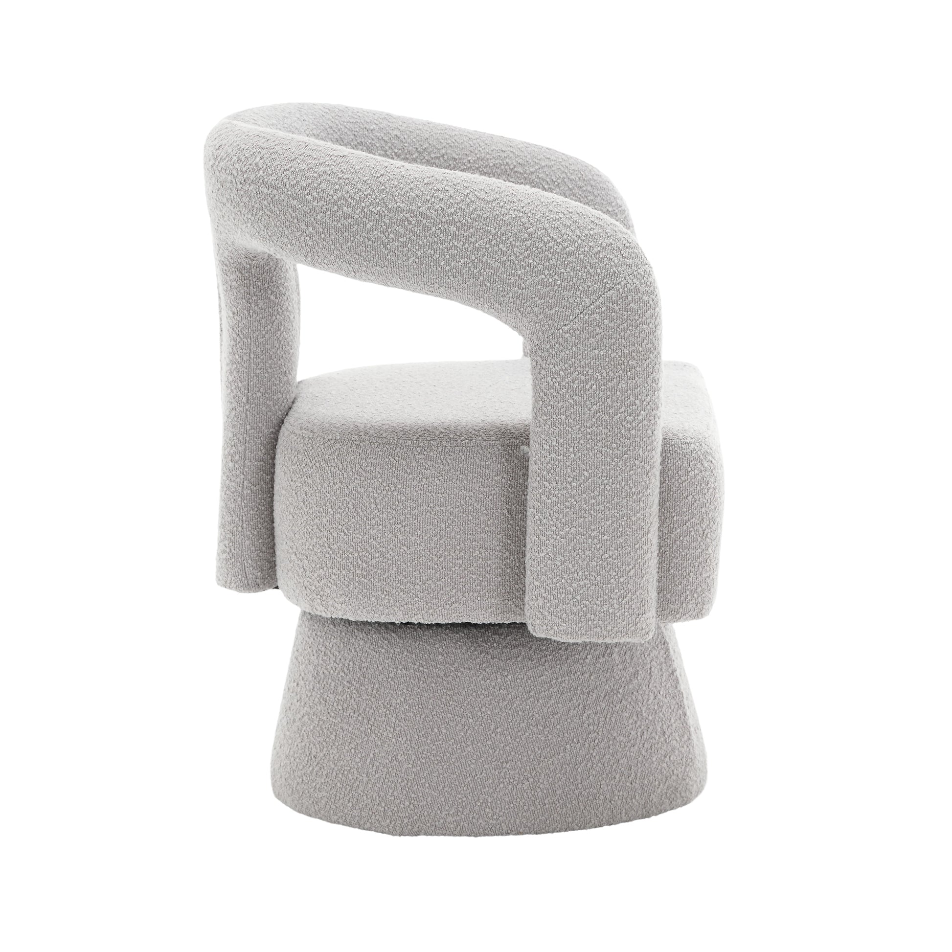 Coolmore 360 Degree Swivel Cuddle Barrel Accent Chairs, Round Armchairs With Wide Upholstered, Fluffy Fabric Chair For Living Room, Bedroom, Office, Waiting Rooms Light Gray Boucle Light Gray Foam Boucle