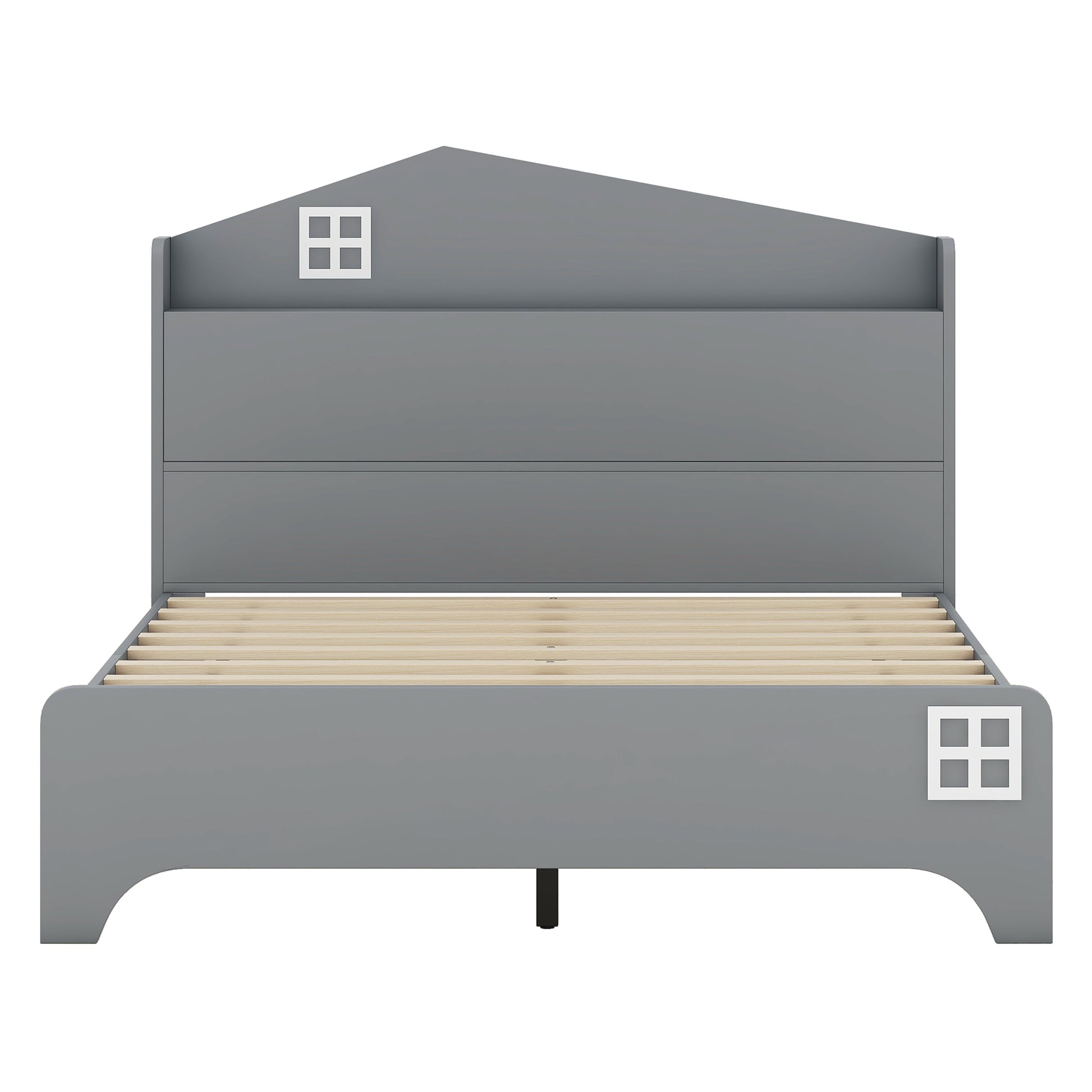 3 Pieces Bedroom Sets Twin Size House Bed With Storage Headboard, Wooden Nightstand And Storage Dresser,Gray Gray Wood