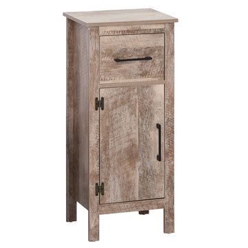 Kleankin Bathroom Floor Cabinet Storage Cupboard With Drawer And Adjustable Shelf For Entryway Or Living Room, Barnwood Brown Particle Board