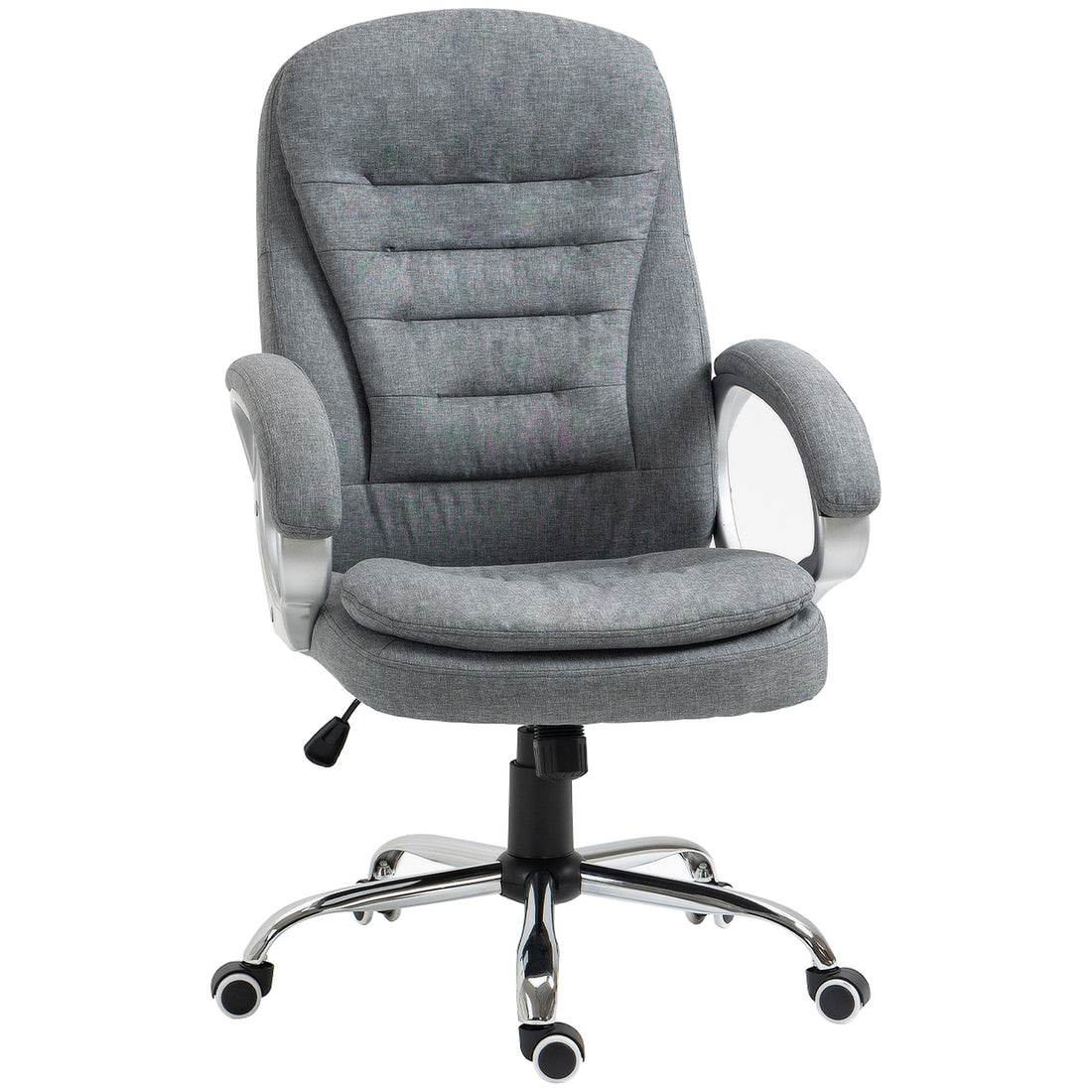 High Back Home Office Chair Executive Computer Chair With Adjustable Height, Upholstered Thick Padding Headrest And Armrest Grey Light Grey Foam