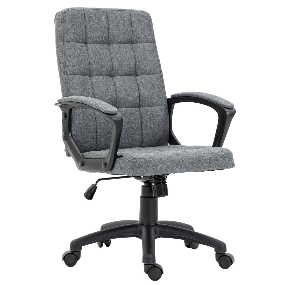 Fabric Office Chair, Computer Desk Chair, Swivel Task Chair With Arms, Adjustable Height, Swivel Wheels, Mid Back, Charcoal Gray Charcoal Grey Linen