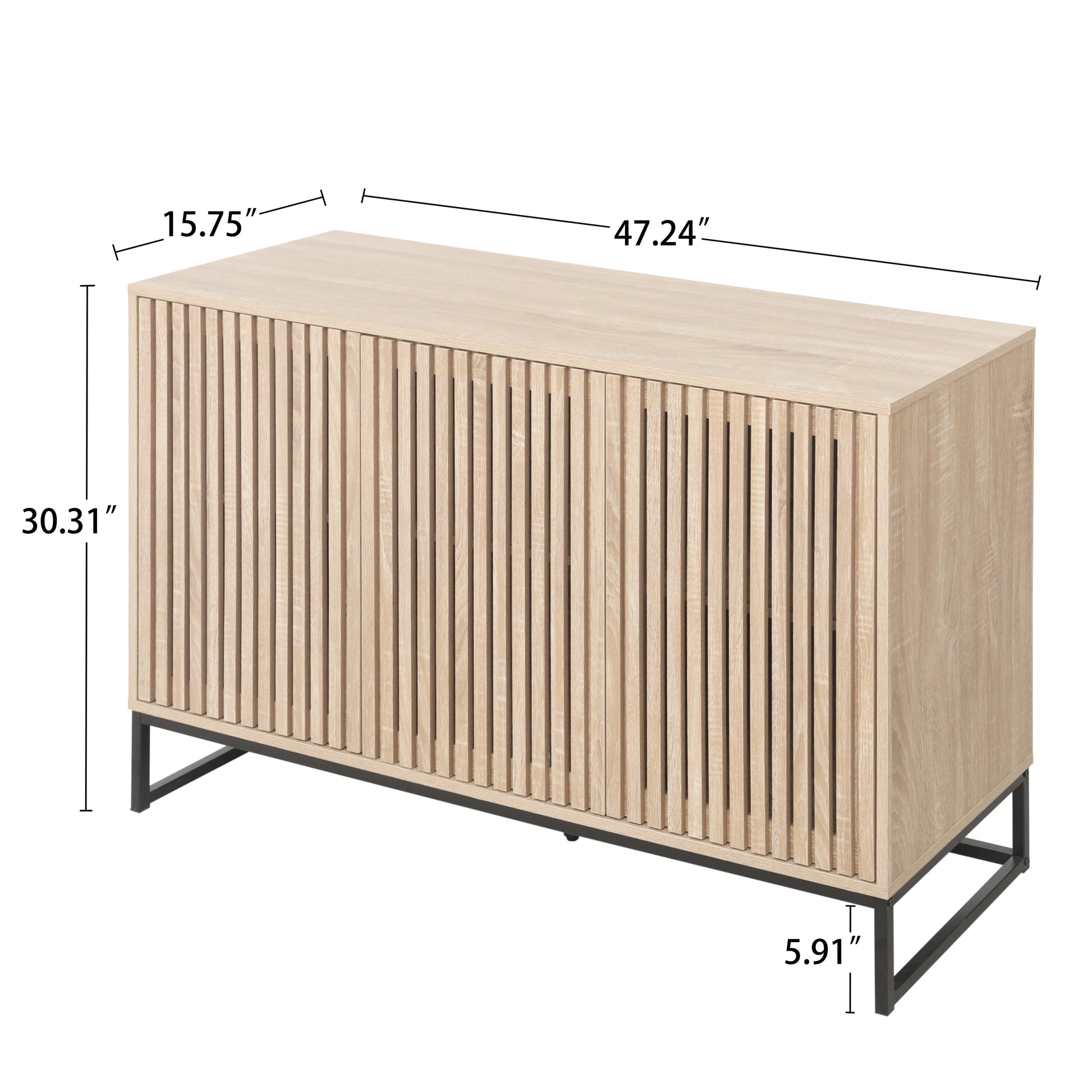 3 Door Cabinet, Accent Storage Cabinet, Suitable For Living Room, Bedroom, Dining Room, Study Natural Particle Board