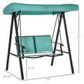 2 Person Patio Swings With Canopy, Outdoor Canopy Swing With Adjustable Shade,Mesh Seats And Steel Frame For Garden, Poolside, Backyard, Blue Blue Steel