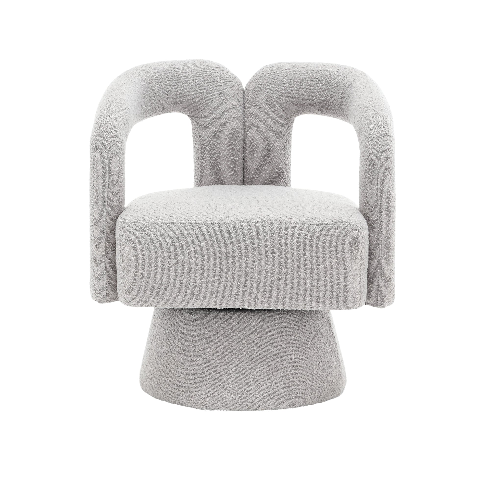 Coolmore 360 Degree Swivel Cuddle Barrel Accent Chairs, Round Armchairs With Wide Upholstered, Fluffy Fabric Chair For Living Room, Bedroom, Office, Waiting Rooms Light Gray Boucle Light Gray Foam Boucle