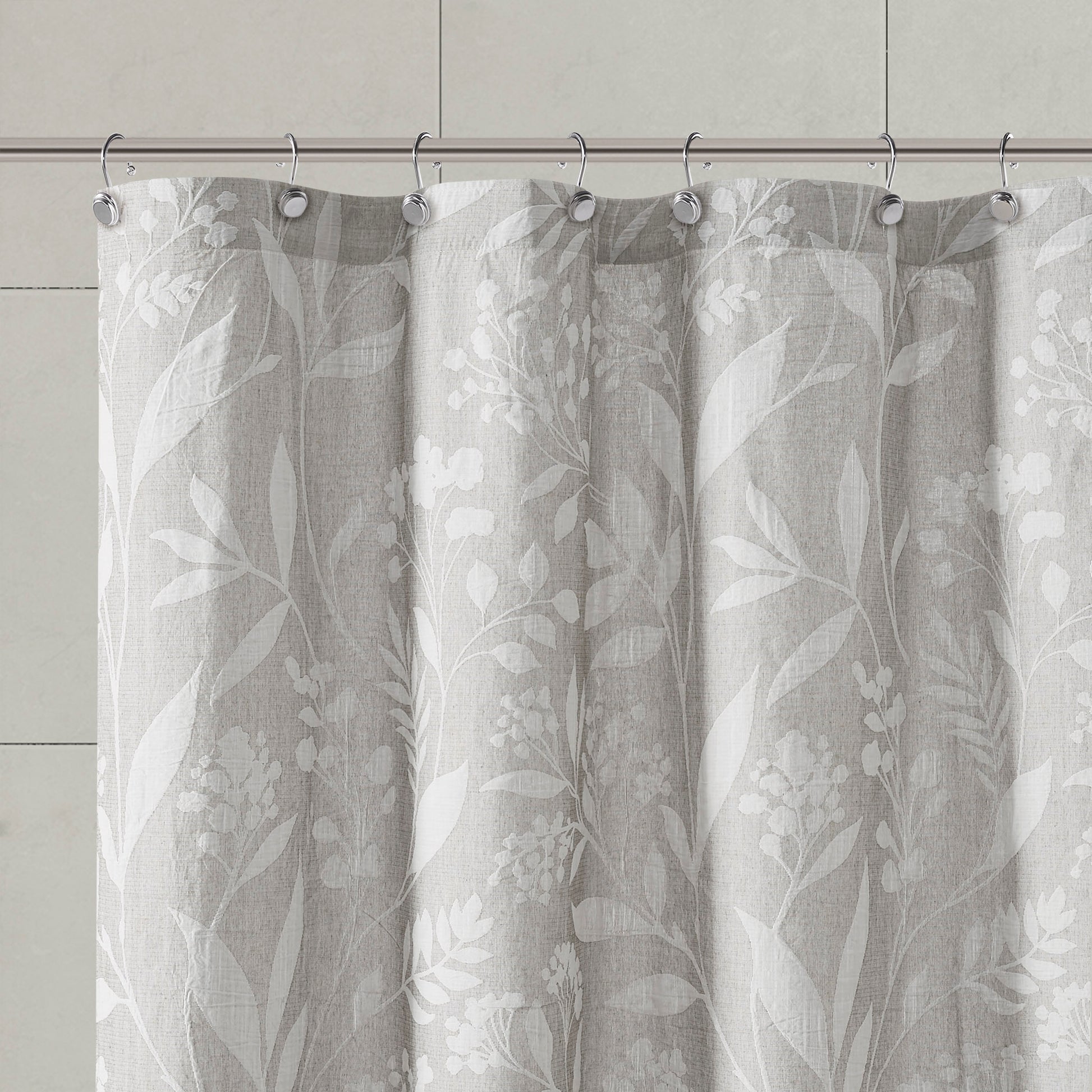 Floral Shower Curtain Taupe Cotton