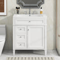 30'' Bathroom Vanity With Top Sink, Modern Bathroom Storage Cabinet With 2 Drawers And A Tip Out Drawer, Single Sink Bathroom Vanity White Modern Mdf