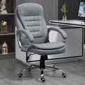 High Back Home Office Chair Executive Computer Chair With Adjustable Height, Upholstered Thick Padding Headrest And Armrest Grey Light Grey Foam