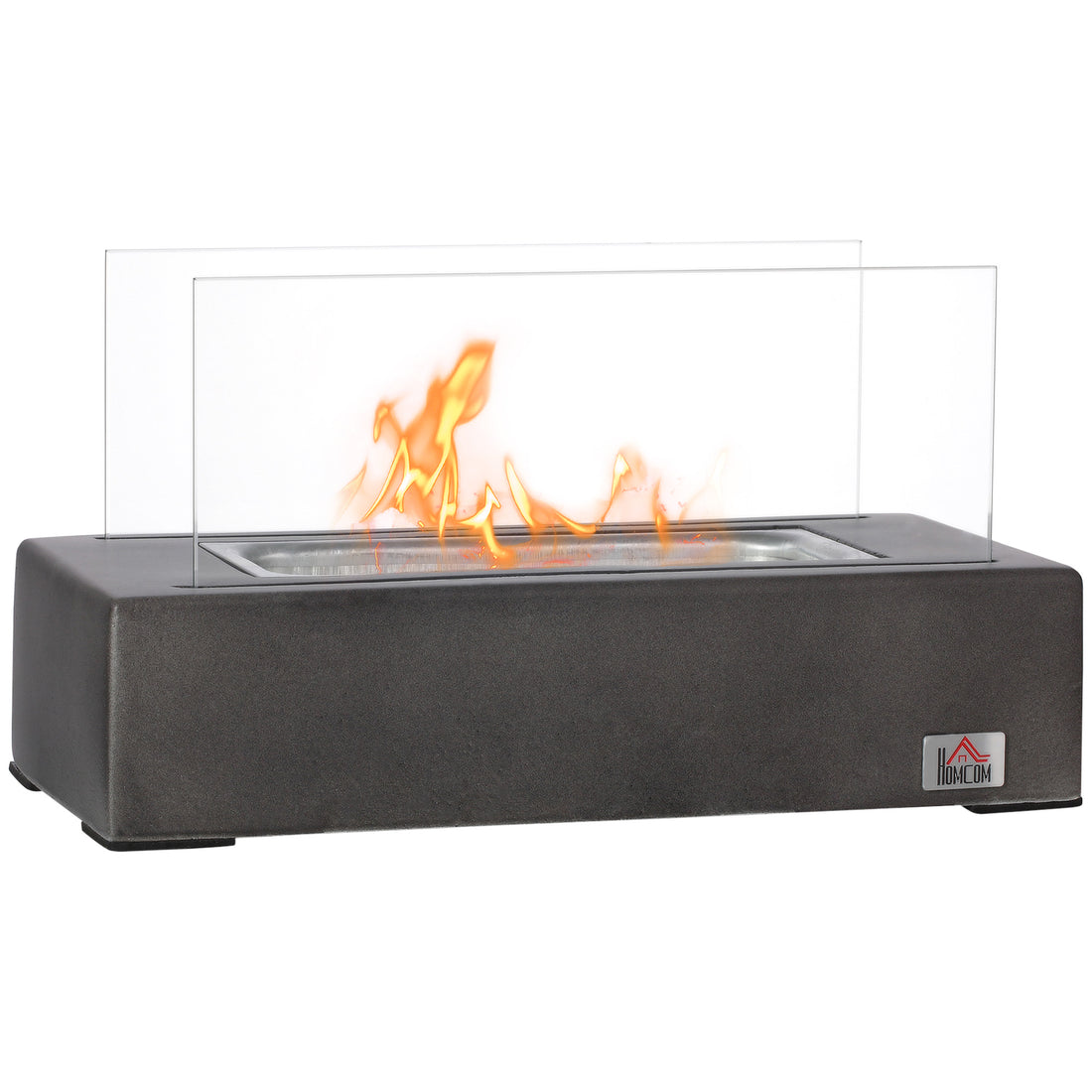 Tabletop Fireplace, 13" Concrete Alcohol Fireplace With Stainless Steel Lid For Indoor And Outdoor, 0.04 Gal Max 195 Sq. Ft., Dark Grey Dark Grey Concrete