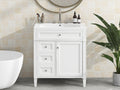 30'' Bathroom Vanity With Top Sink, Modern Bathroom Storage Cabinet With 2 Drawers And A Tip Out Drawer, Single Sink Bathroom Vanity White Modern Mdf