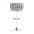 Coolmore Vintage Bar Stools With Back And Footrest Counter Height Dining Chairs 2Pc Set Gray Boucle