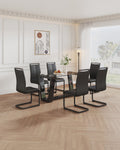 Table And Chair Set, 1 Table With 6 Black Chairs. 0.4 