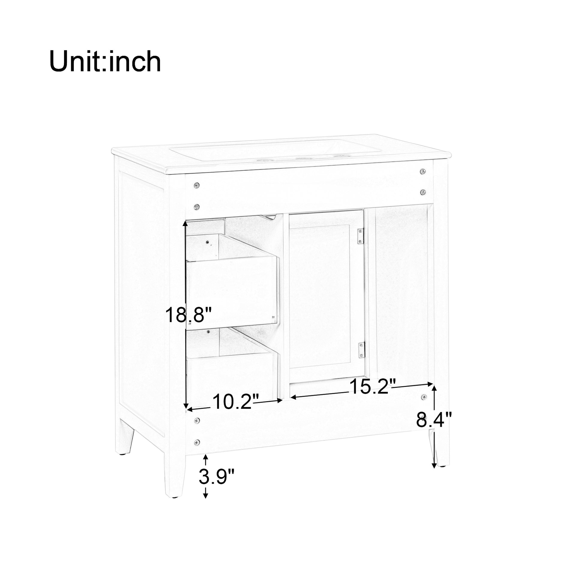 30" Bathroom Vanity With Sink Top, Bathroom Vanity Cabinet With Door And Two Drawers, Solid Wood Frame, One Package, Green Old Sku:Wf311620Aag Green Solid Wood Mdf