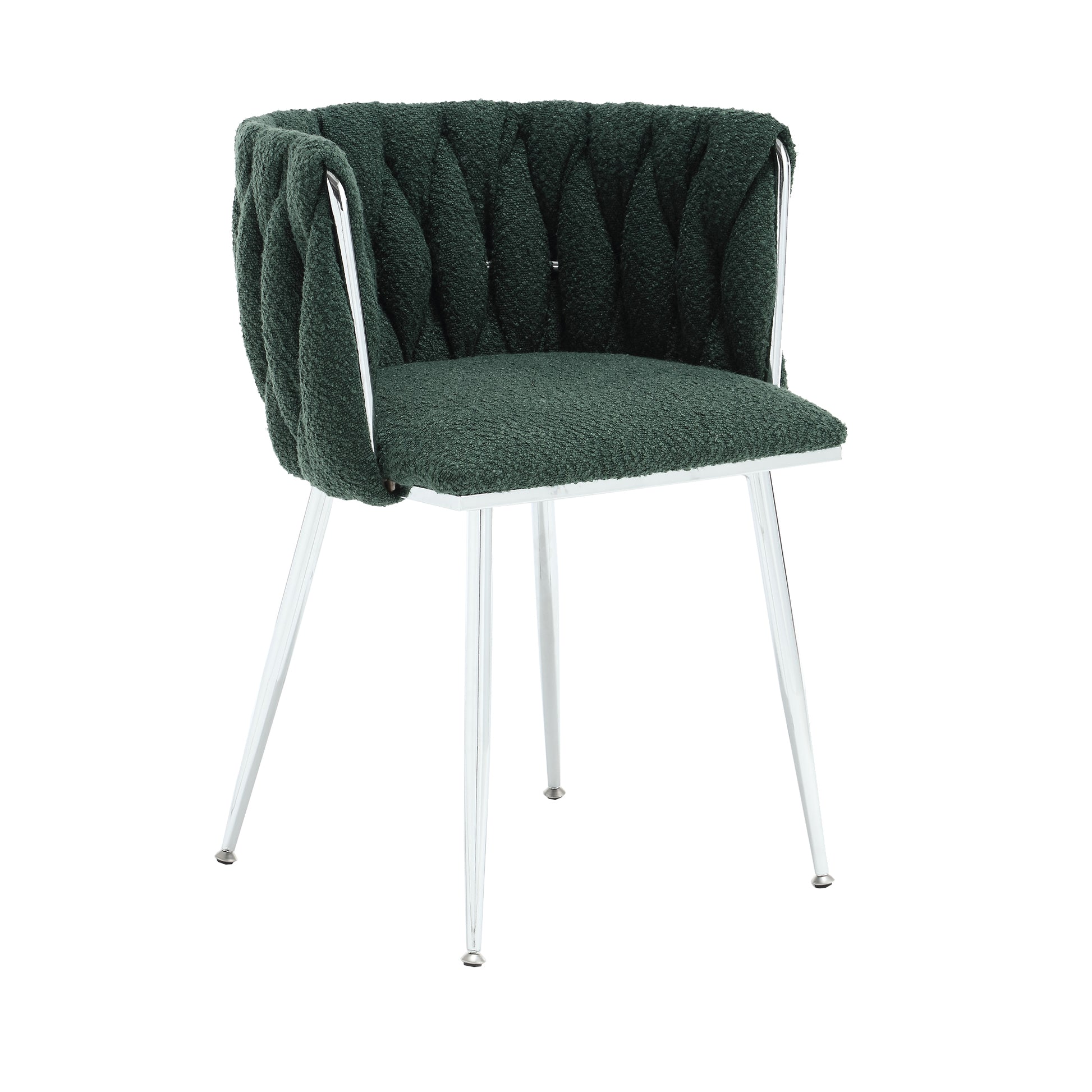 Coolmore Leisure Dining Chairs Accent Chair Velvet Accent Lounge Chair With Metal Feet 2Pc Set Emerald Boucle
