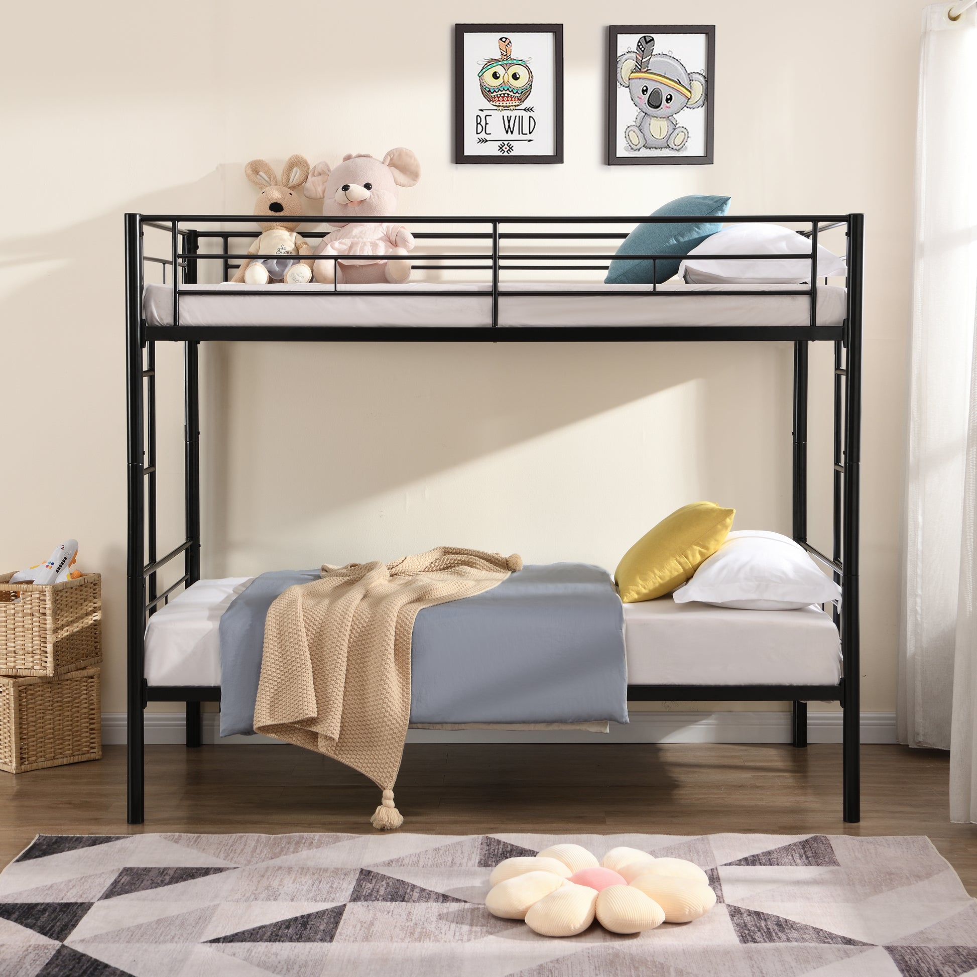 Metal Bunk Bed Black Black Metal