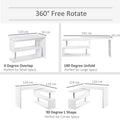 360 Degree Rotating Corner Computer Desk, L Shaped Desk, Home Office Workstation With 3 Tier Storage Shelves, White White Stainless Steel