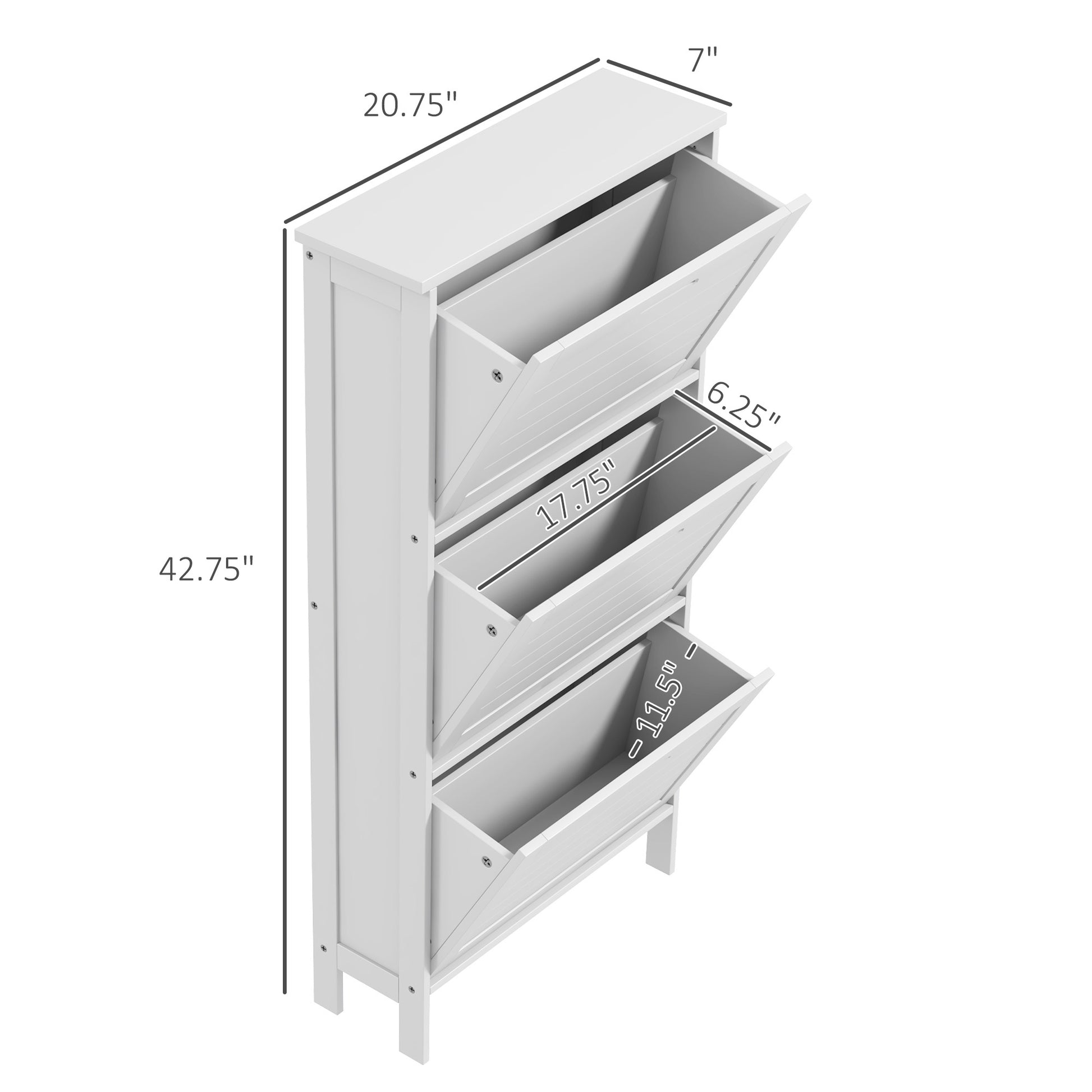 Narrow Shoe Storage Cabinet For Entryway With Flip Drawers, Slim Sho