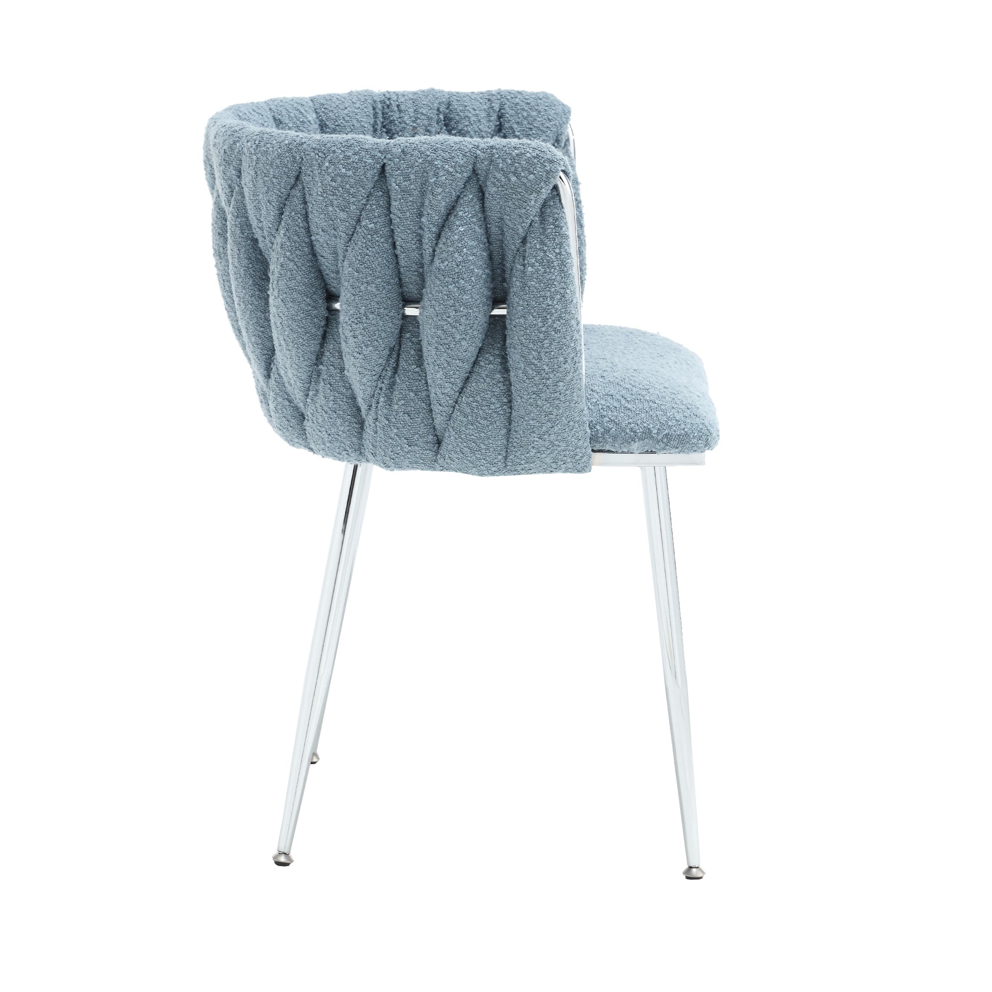 Coolmore Leisure Dining Chairs Accent Chair Velvet Accent Lounge Chair With Metal Feet 2Pc Set Light Blue Boucle
