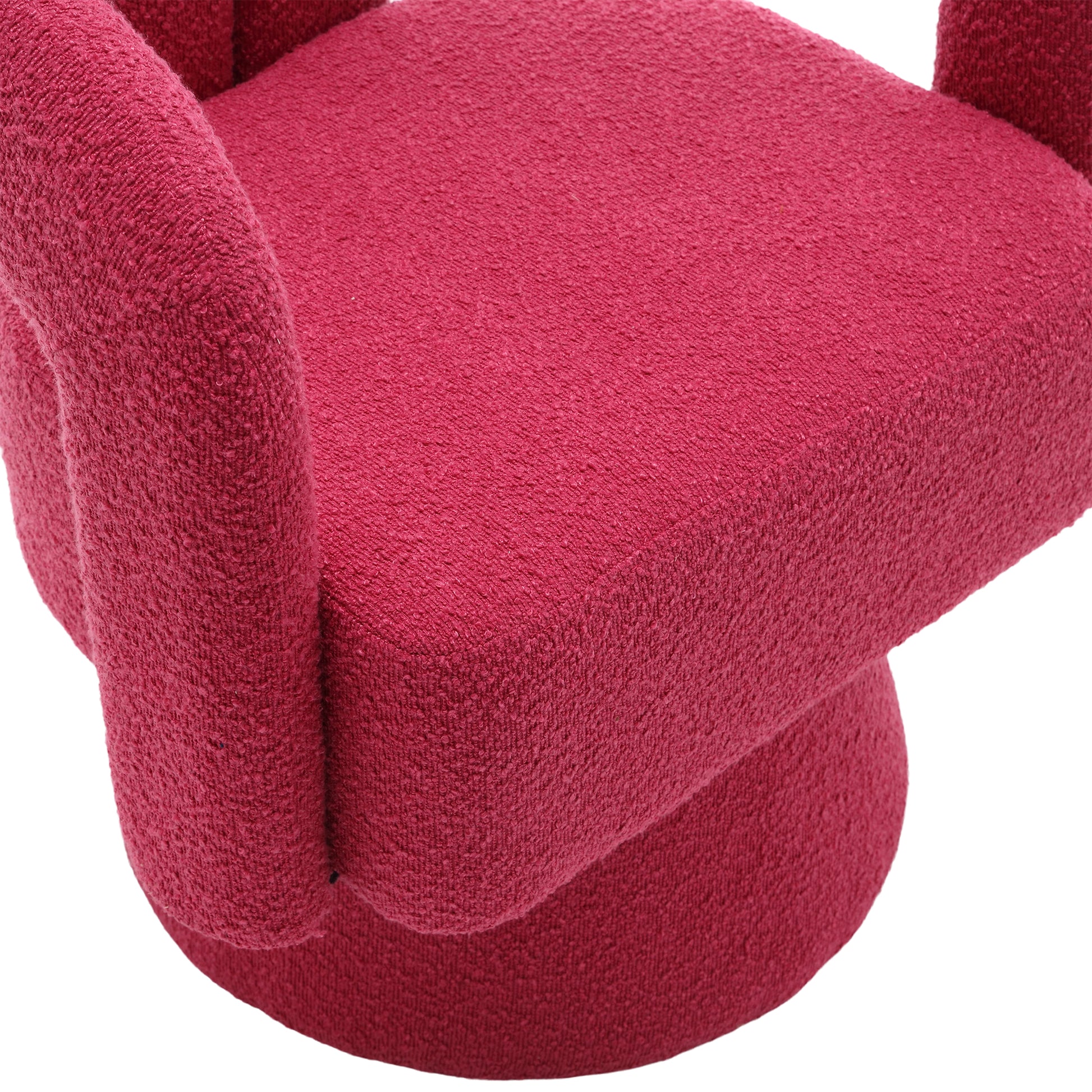Coolmore 360 Degree Swivel Cuddle Barrel Accent Chairs, Round Armchairs With Wide Upholstered, Fluffy Fabric Chair For Living Room, Bedroom, Office, Waiting Rooms Rose Red Boucle Rose Red Foam Boucle