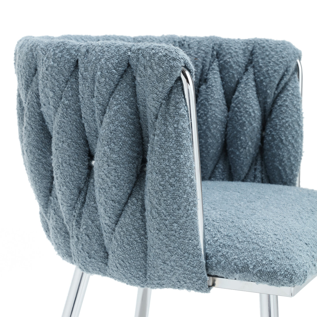 Coolmore Leisure Dining Chairs Accent Chair Velvet Accent Lounge Chair With Metal Feet 2Pc Set Light Blue Boucle