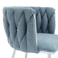 Coolmore Leisure Dining Chairs Accent Chair Velvet Accent Lounge Chair With Metal Feet 2Pc Set Light Blue Boucle