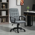 Fabric Office Chair, Computer Desk Chair, Swivel Task Chair With Arms, Adjustable Height, Swivel Wheels, Mid Back, Charcoal Gray Charcoal Grey Linen