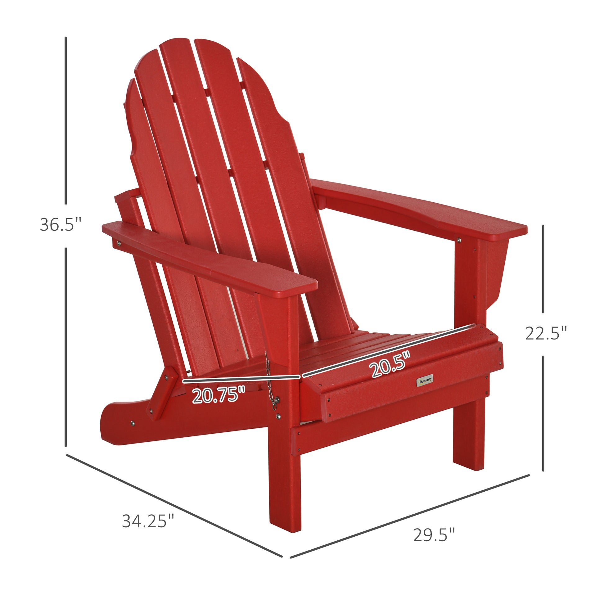 Folding Adirondack Chair, Faux Wood Patio & Fire Pit Chair, Weather Resistant Hdpe For Deck, Outside Garden, Porch, Backyard, Red Red Polyethylene