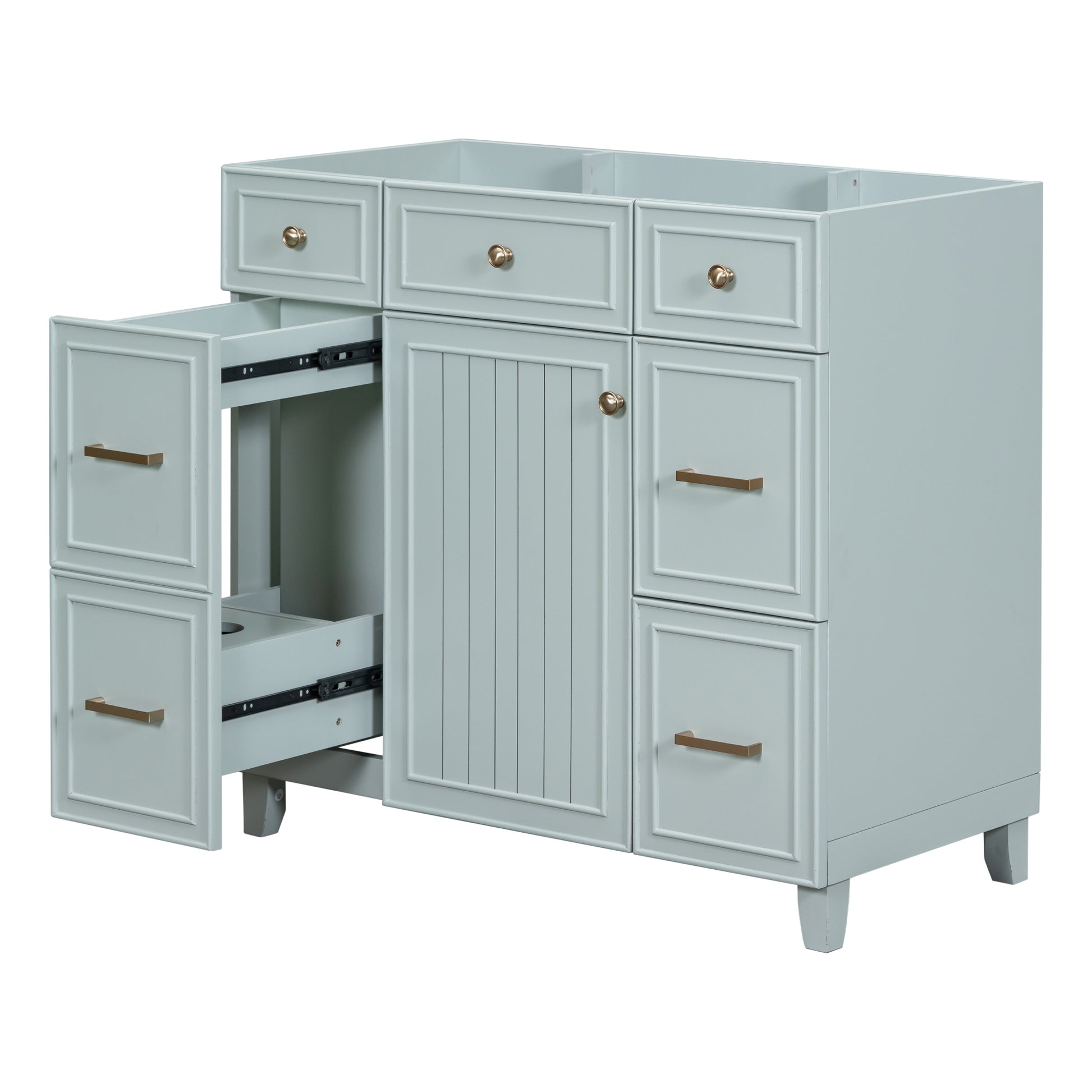 Cabinet Only 36" Bathroom Vanity Green Sink Not Included Green Solid Wood Mdf