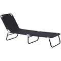 Folding Chaise Lounge Pool Chairs, Outdoor Sun Tanning Chairs, Reclining Back, Steel Frame &Mesh For Beach, Yard, Patio, Black Black Steel