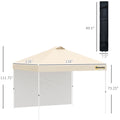 10' X 10' Pop Up Canopy Tent With 1 Removable Sidewall, Commercial Instant Sun Shelter, Tents For Parties With Wheeled Carry Bag For Outdoor, Garden, Patio, Beige Beige Metal