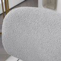 Cute Armless Office Chair, Teddy Fleece Fabric Computer Desk Chair, Vanity Task Chair With Adjustable Height, Swivel Wheels, Mid Back, Light Gray Light Gray Polyester