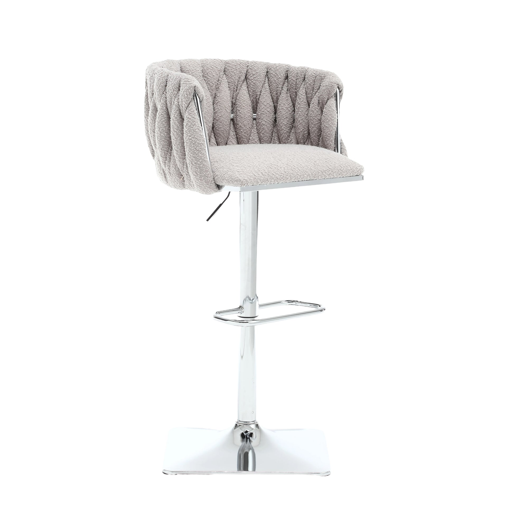 Coolmore Vintage Bar Stools With Back And Footrest Counter Height Dining Chairs 2Pc Set Gray Boucle