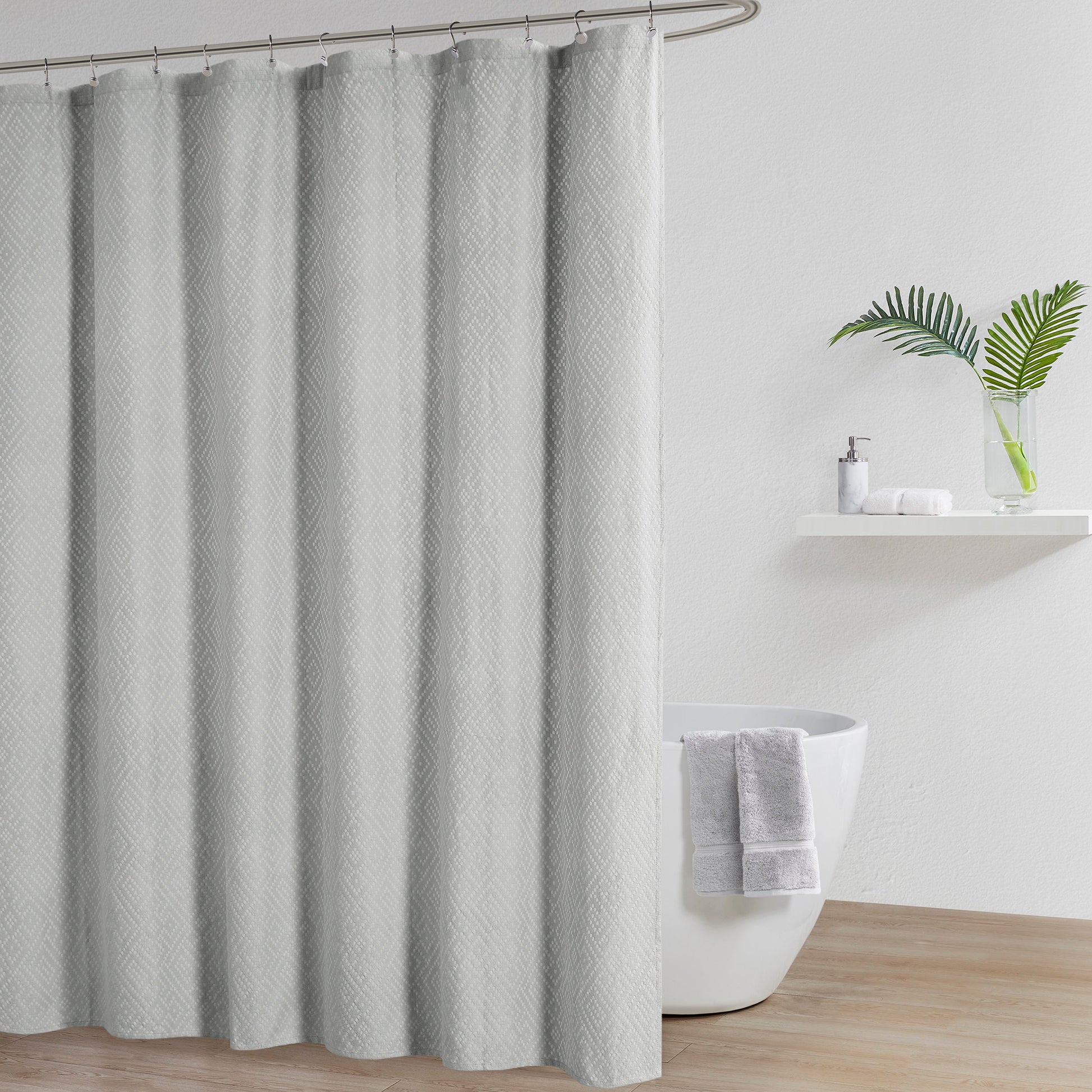 Matelasse Shower Curtain Gray Cotton