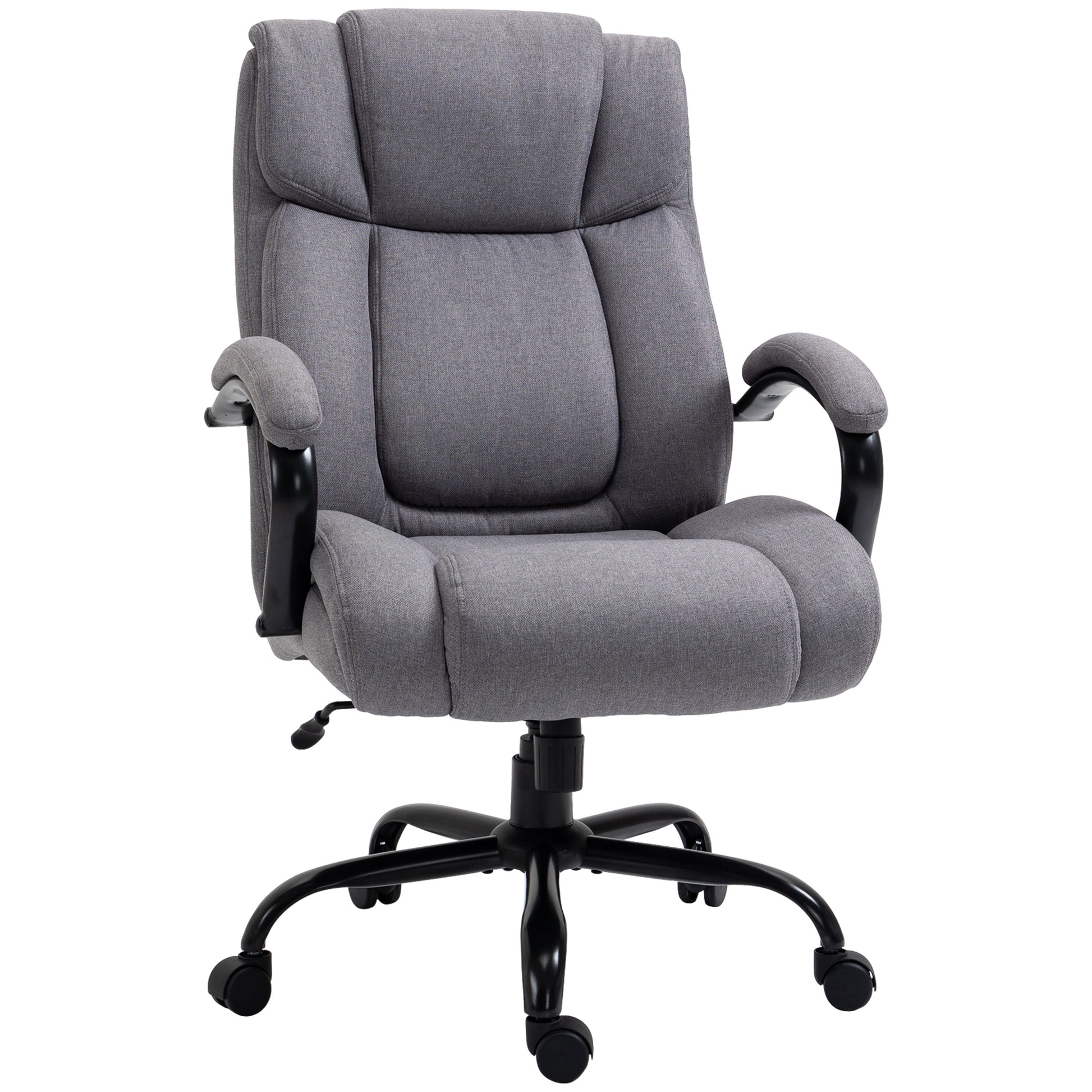 High Back Big And Tall Executive Office Chair 484Lbs With Wide Seat, Computer Desk Chair With Linen Fabric, Adjustable Height, Swivel Wheels, Light Grey Light Grey Polyester