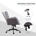 Linen Home Office Chair, Tufted Height Adjustable Computer Desk Chair With Swivel Wheels And Padded Armrests, Dark Gray Grey Fabric